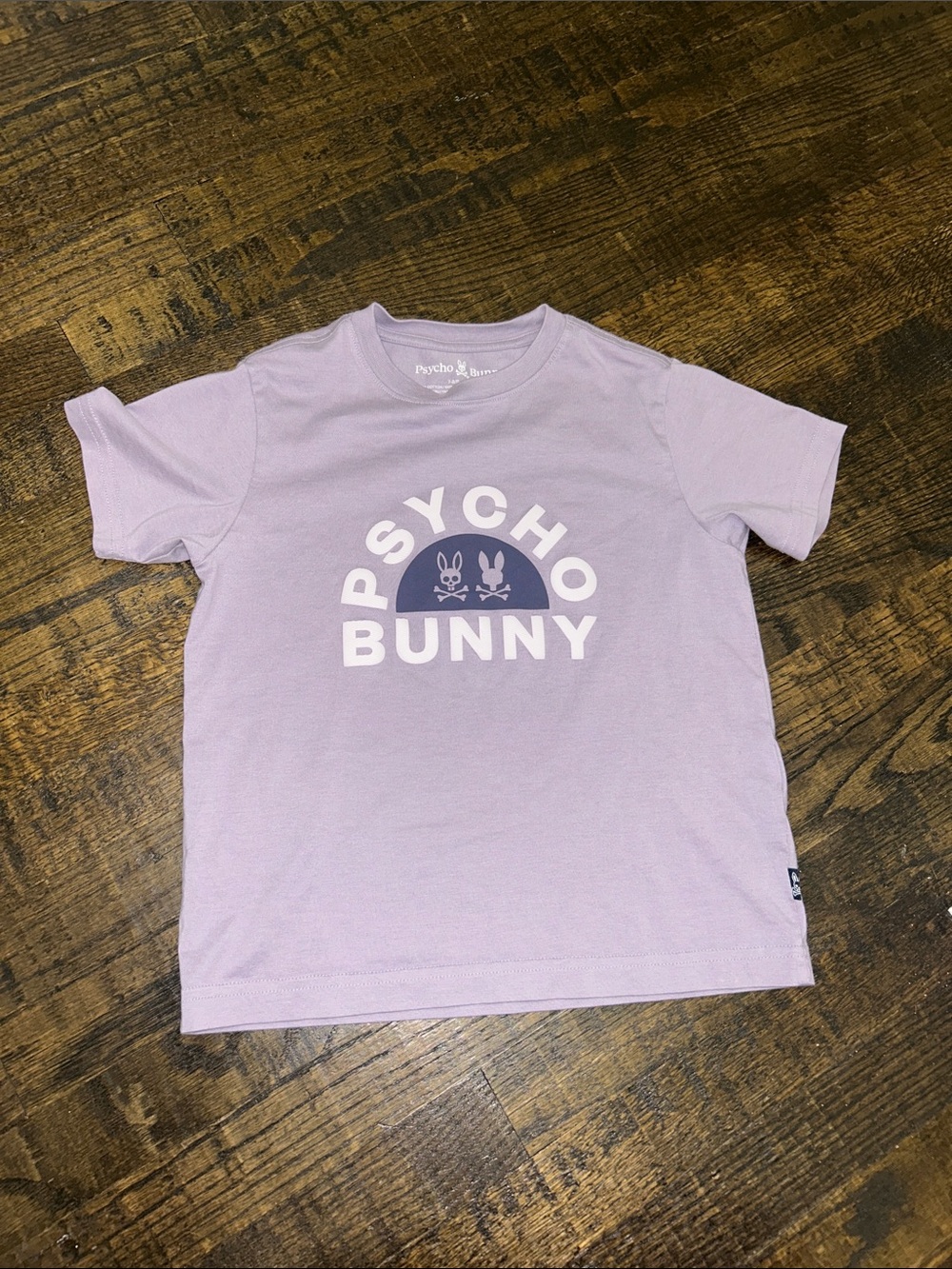 Psycho Bunny Kids Lavender Short Sleeve Logo Tee size 7-8/S